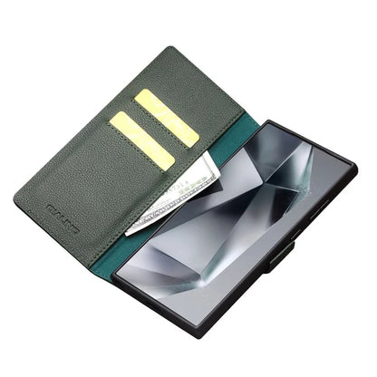 QIALINO For Samsung Galaxy S24 Ultra Case Genuine Cow Leather Flip Stand Phone Protector