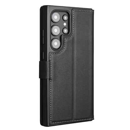 QIALINO For Samsung Galaxy S24 Ultra Case Genuine Cow Leather Flip Stand Phone Protector