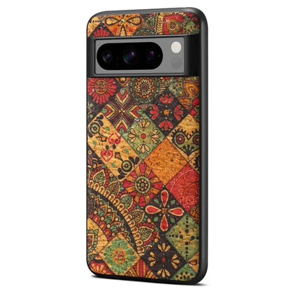 For Google Pixel 6 Pro 5G Flower Phone Case Leather+PC+TPU Shockproof Cover