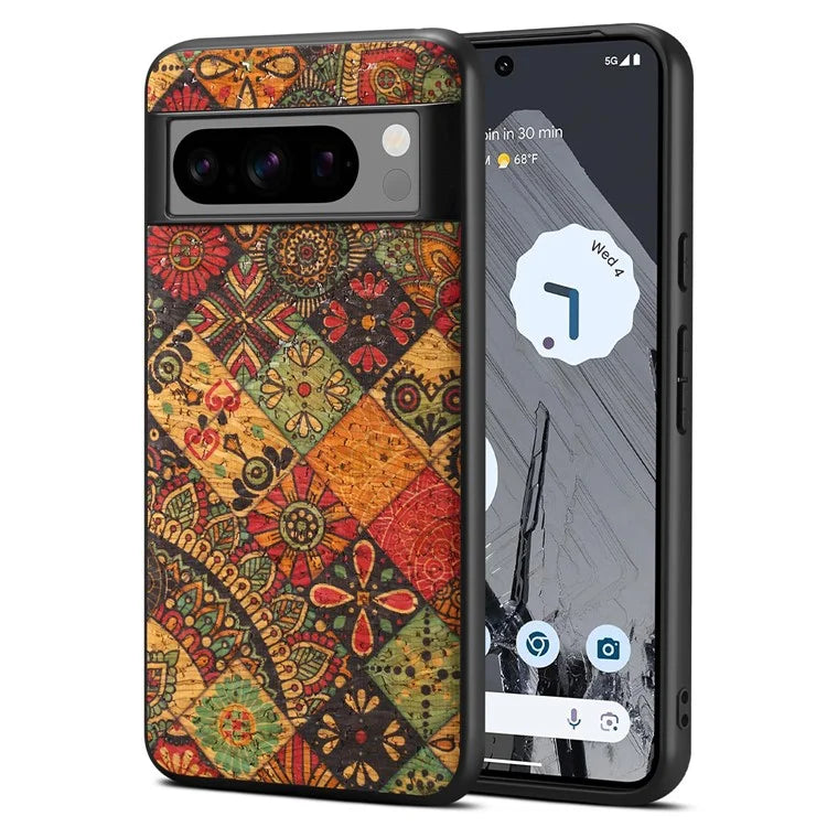 For Google Pixel 6 Pro 5G Flower Phone Case Leather+PC+TPU Shockproof Cover
