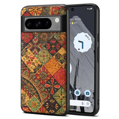 For Google Pixel 6 Pro 5G Flower Phone Case Leather+PC+TPU Shockproof Cover
