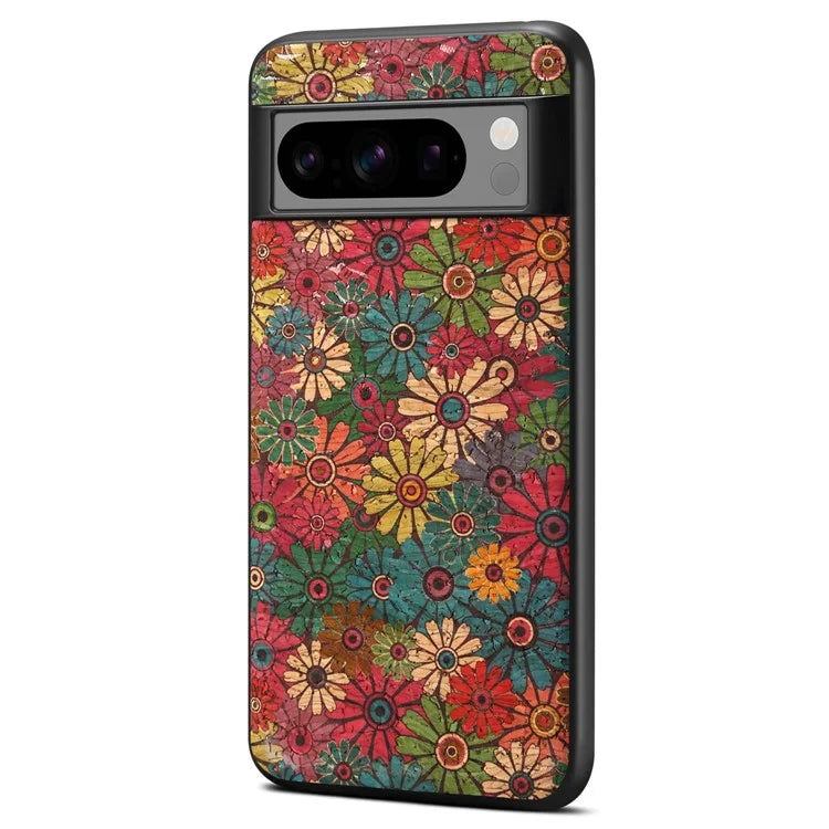 For Google Pixel 6 Pro 5G Flower Phone Case Leather+PC+TPU Shockproof Cover