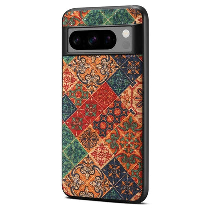 For Google Pixel 6 Pro 5G Flower Phone Case Leather+PC+TPU Shockproof Cover