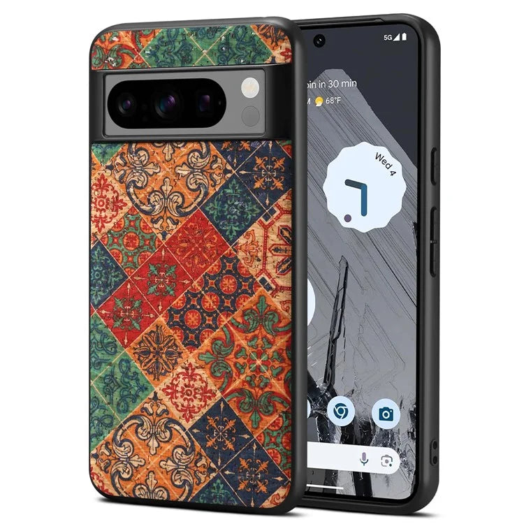 For Google Pixel 6 Pro 5G Flower Phone Case Leather+PC+TPU Shockproof Cover