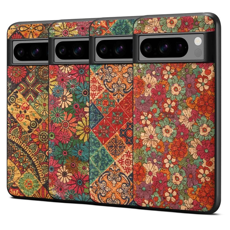 For Google Pixel 6 Pro 5G Flower Phone Case Leather+PC+TPU Shockproof Cover