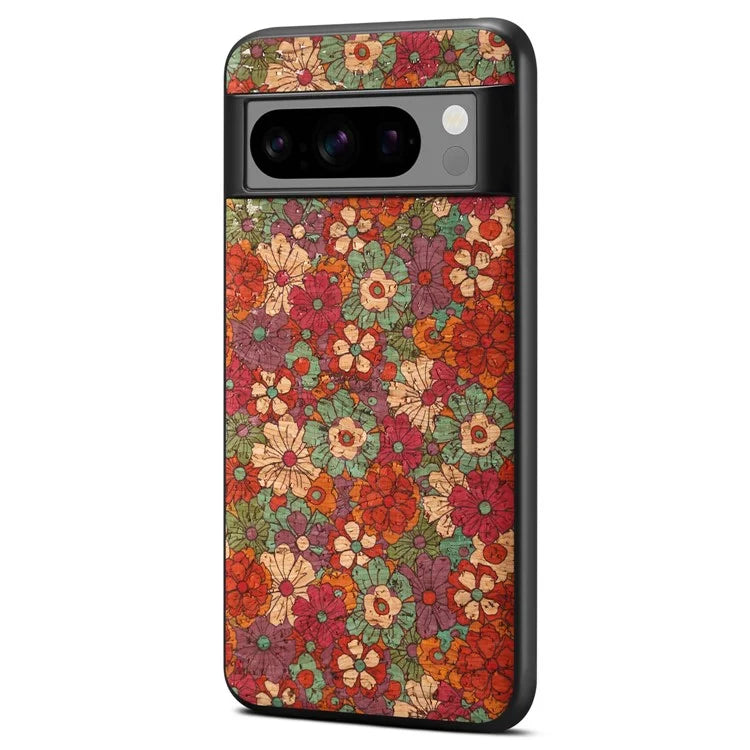 For Google Pixel 6 Pro 5G Flower Phone Case Leather+PC+TPU Shockproof Cover