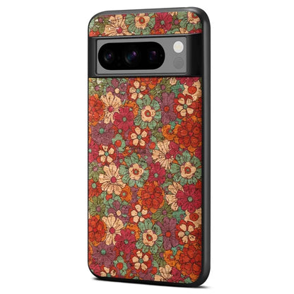 For Google Pixel 6 Pro 5G Flower Phone Case Leather+PC+TPU Shockproof Cover