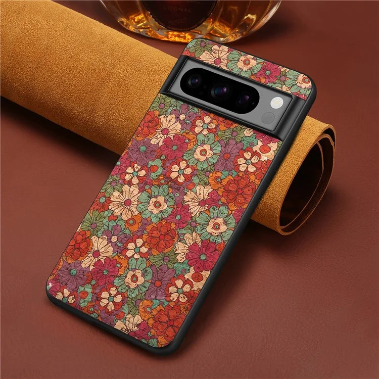 For Google Pixel 6 Pro 5G Flower Phone Case Leather+PC+TPU Shockproof Cover