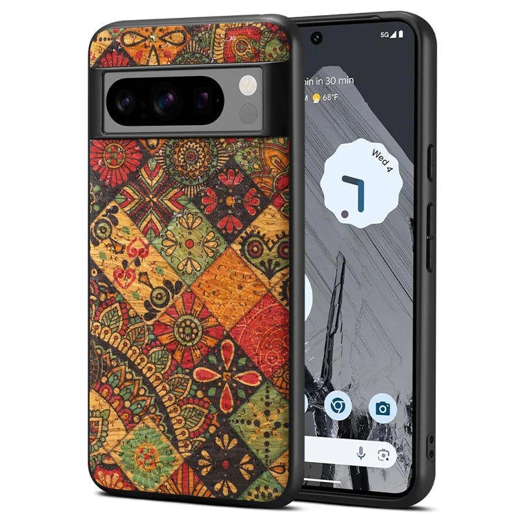 For Google Pixel 6 Flower Pattern Phone Case Leather+PC+TPU Protective Cover