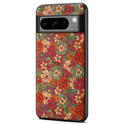 For Google Pixel 6 Flower Pattern Phone Case Leather+PC+TPU Protective Cover