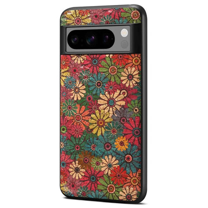 For Google Pixel 6 Flower Pattern Phone Case Leather+PC+TPU Protective Cover