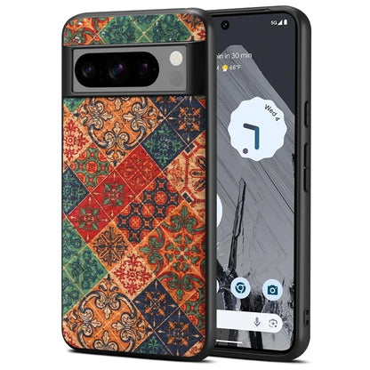 For Google Pixel 6 Flower Pattern Phone Case Leather+PC+TPU Protective Cover