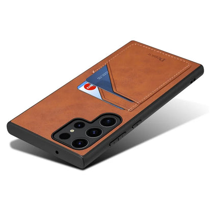 DENIOR For Samsung Galaxy S24 Ultra Case Retro Style 2 Card Holders Phone Back Cover