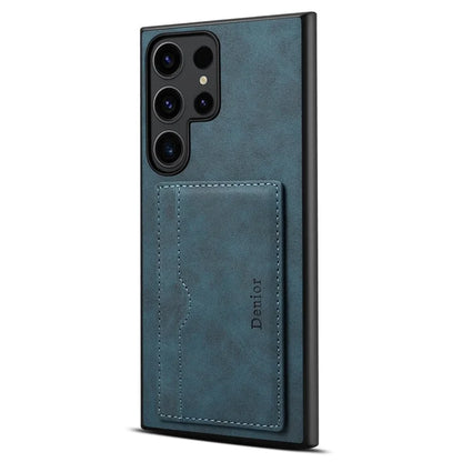 DENIOR For Samsung Galaxy S24 Ultra Cell Phone Case Vintage Texture Shell with Card Holder Kickstand