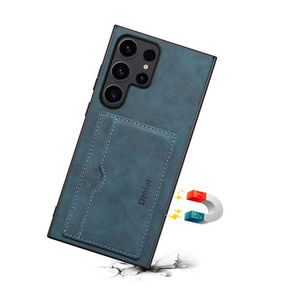 DENIOR For Samsung Galaxy S24 Ultra Cell Phone Case Vintage Texture Shell with Card Holder Kickstand