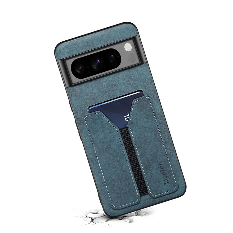 DENIOR For Google Pixel 8 Pro Case PU Leather Phone Back Cover with Elastic Card Holder