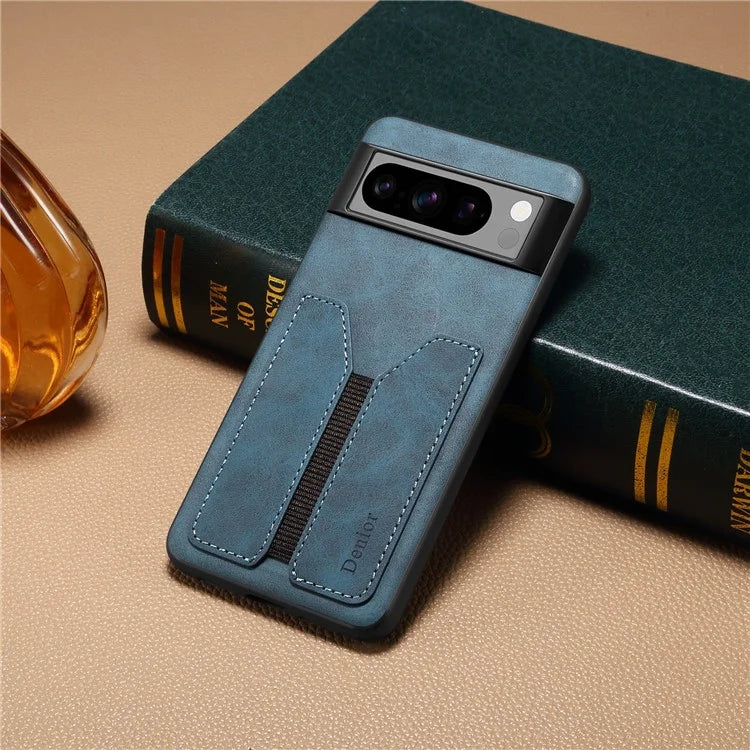 DENIOR For Google Pixel 8 Pro Case PU Leather Phone Back Cover with Elastic Card Holder