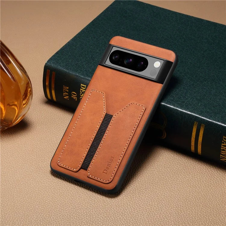 DENIOR For Google Pixel 8 Pro Case PU Leather Phone Back Cover with Elastic Card Holder