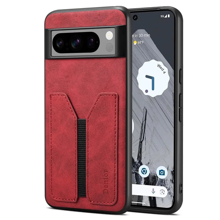 DENIOR For Google Pixel 8 Pro Case PU Leather Phone Back Cover with Elastic Card Holder