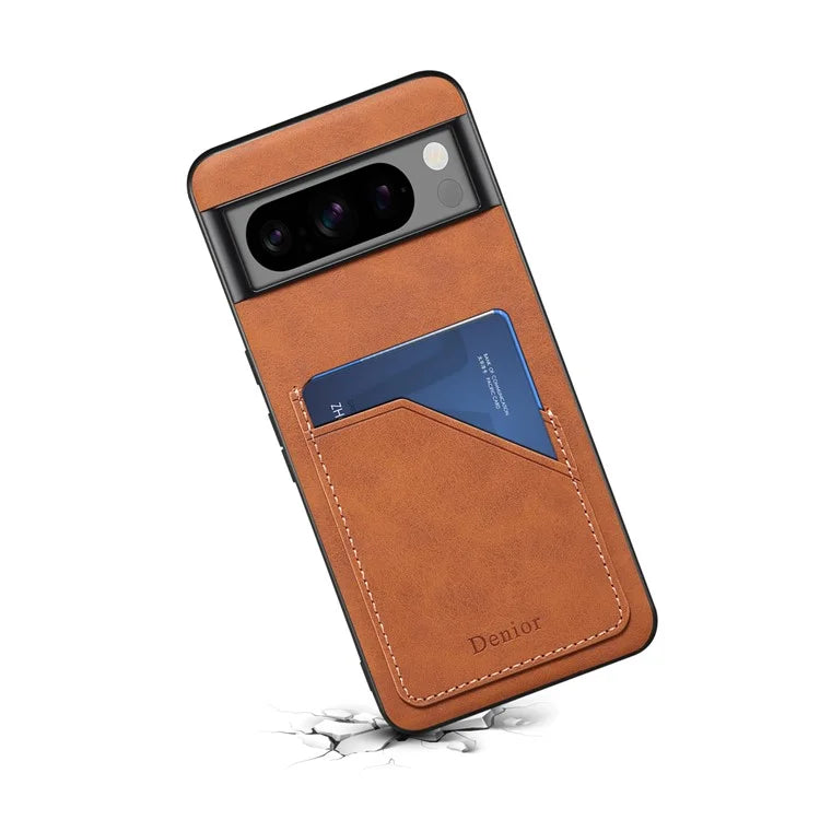 DENIOR For Google Pixel 8 Pro Cell Phone Case Retro Dual Card Slots Back Shell