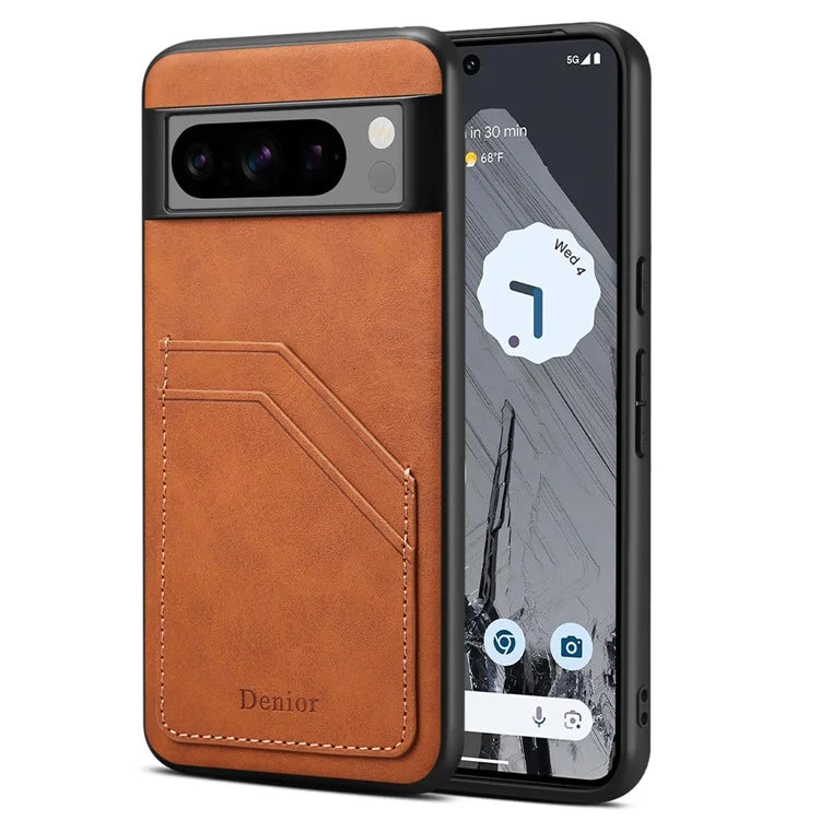 DENIOR For Google Pixel 8 Pro Cell Phone Case Retro Dual Card Slots Back Shell