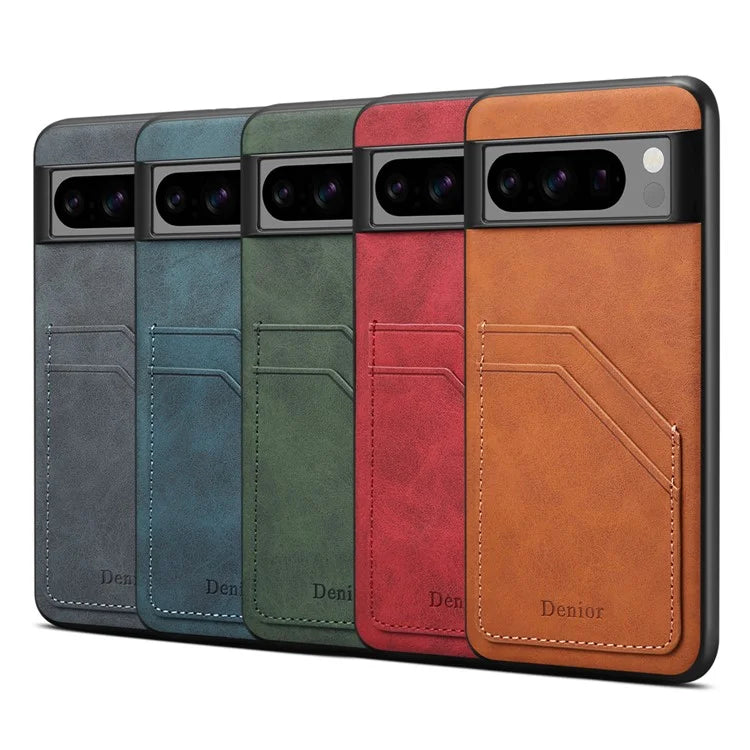 DENIOR For Google Pixel 8 Pro Cell Phone Case Retro Dual Card Slots Back Shell