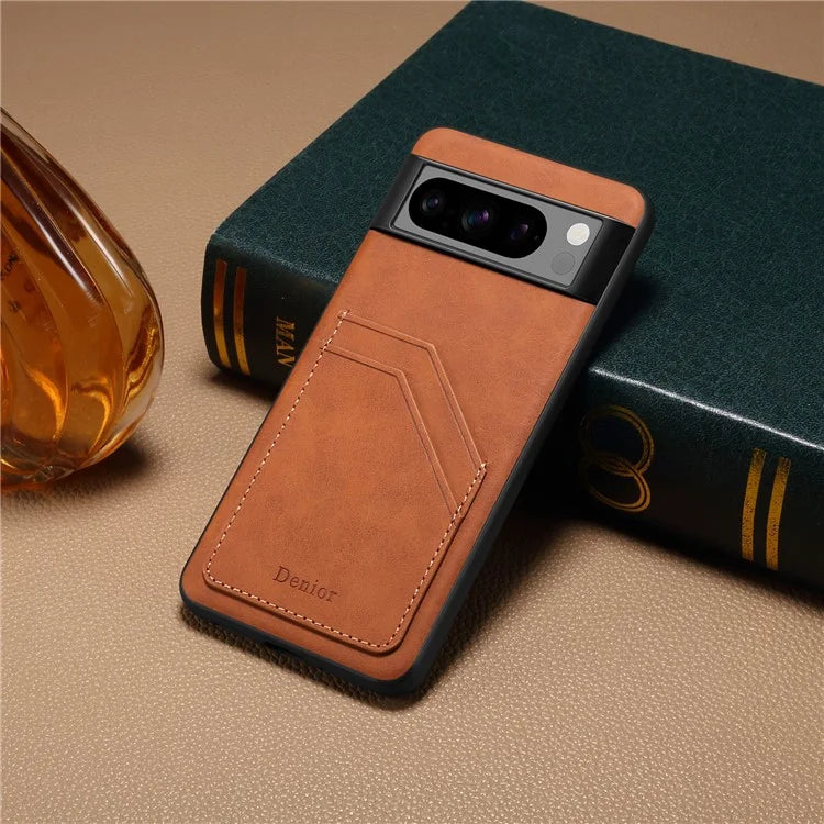 DENIOR For Google Pixel 8 Pro Cell Phone Case Retro Dual Card Slots Back Shell