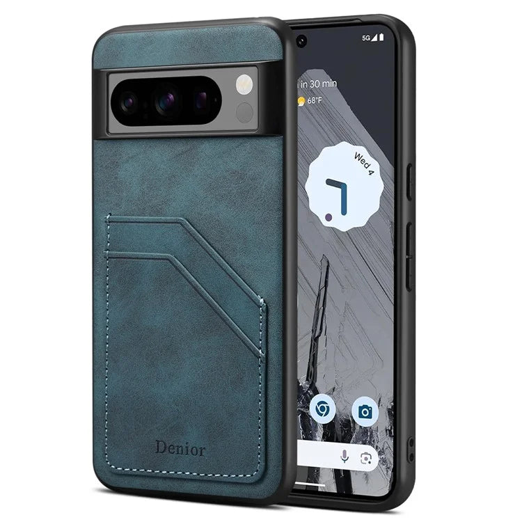 DENIOR For Google Pixel 8 Pro Cell Phone Case Retro Dual Card Slots Back Shell