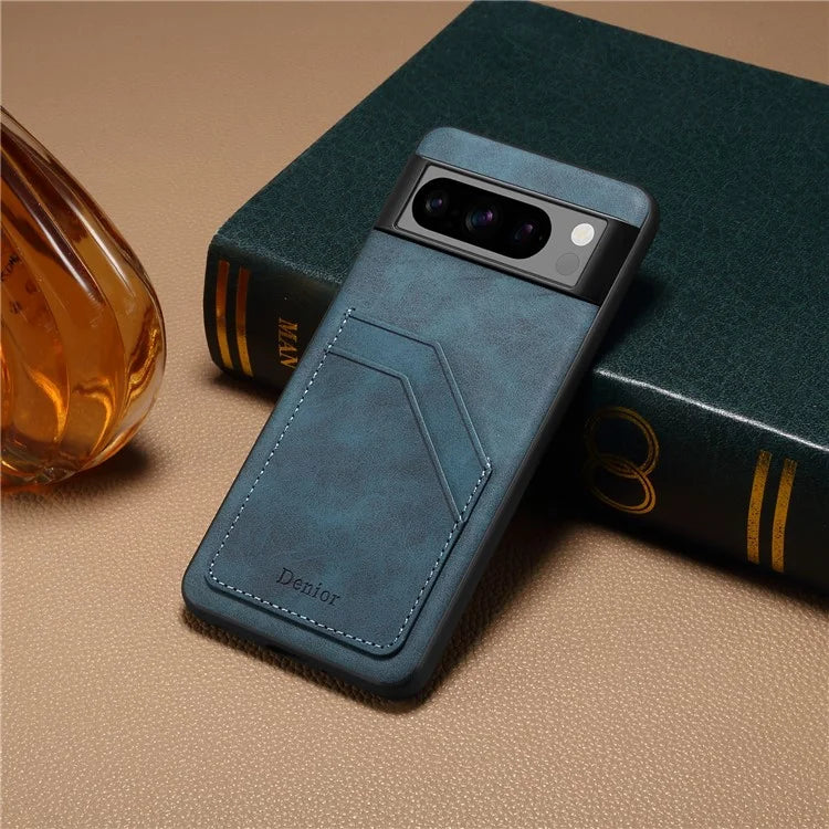 DENIOR For Google Pixel 8 Pro Cell Phone Case Retro Dual Card Slots Back Shell
