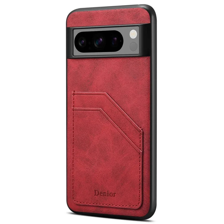 DENIOR For Google Pixel 8 Pro Cell Phone Case Retro Dual Card Slots Back Shell