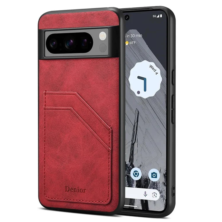 DENIOR For Google Pixel 8 Pro Cell Phone Case Retro Dual Card Slots Back Shell