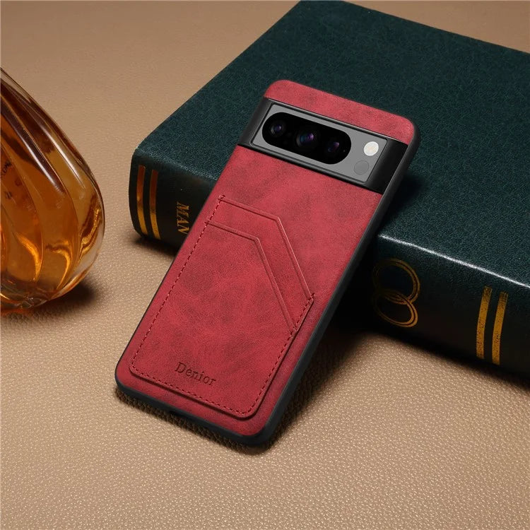 DENIOR For Google Pixel 8 Pro Cell Phone Case Retro Dual Card Slots Back Shell