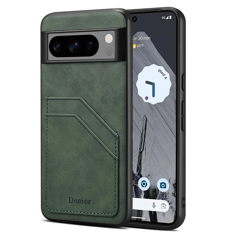 DENIOR For Google Pixel 8 Pro Cell Phone Case Retro Dual Card Slots Back Shell