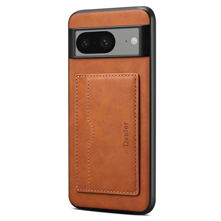 DENIOR For Google Pixel 8 Case Retro Leather+TPU+PC Card Holder Phone Cover
