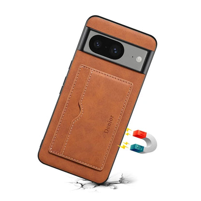 DENIOR For Google Pixel 8 Case Retro Leather+TPU+PC Card Holder Phone Cover