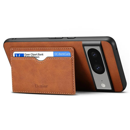 DENIOR For Google Pixel 8 Case Retro Leather+TPU+PC Card Holder Phone Cover