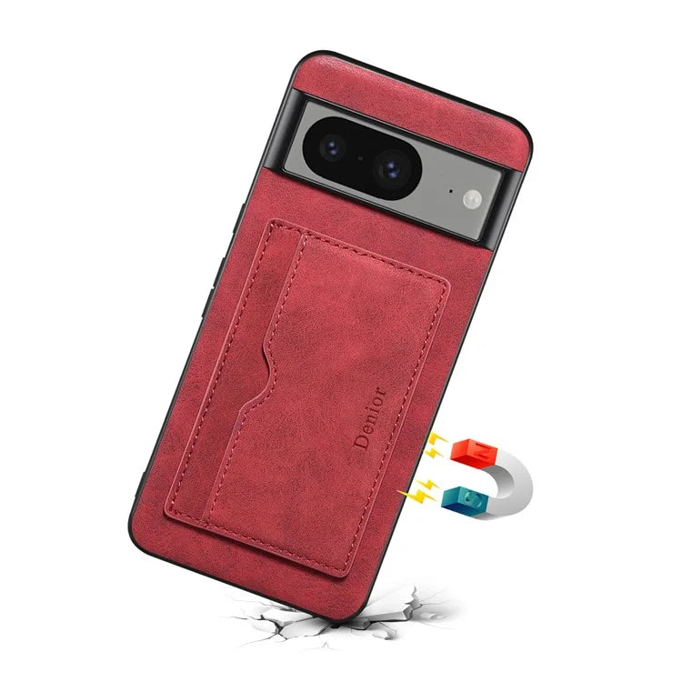 DENIOR For Google Pixel 8 Case Retro Leather+TPU+PC Card Holder Phone Cover