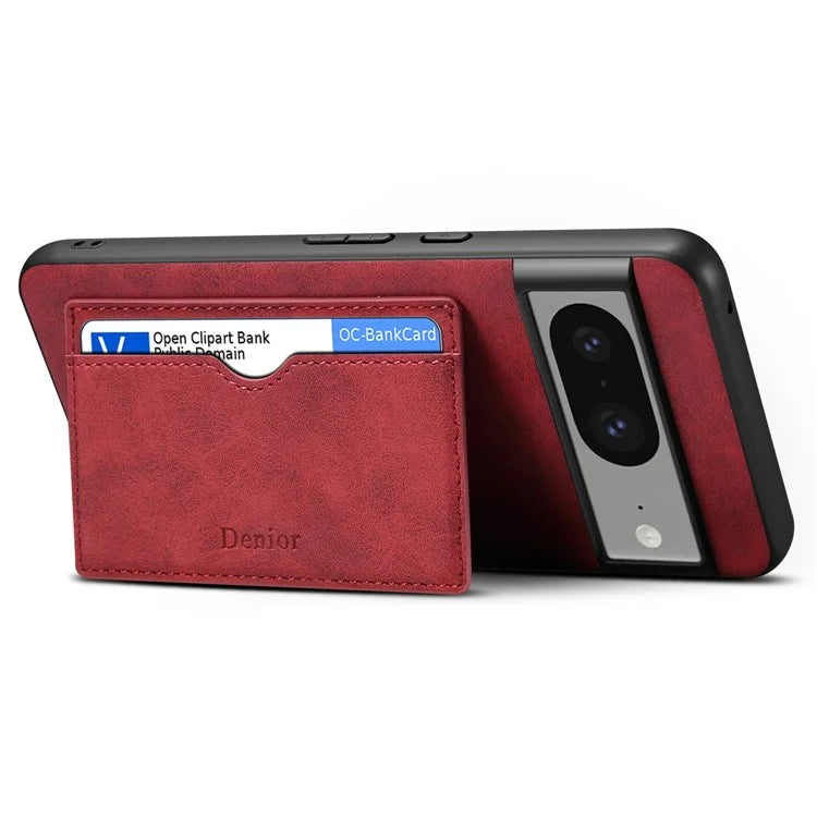 DENIOR For Google Pixel 8 Case Retro Leather+TPU+PC Card Holder Phone Cover