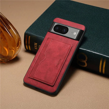 DENIOR For Google Pixel 8 Case Retro Leather+TPU+PC Card Holder Phone Cover