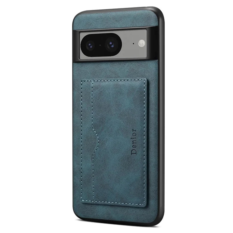 DENIOR For Google Pixel 8 Case Retro Leather+TPU+PC Card Holder Phone Cover