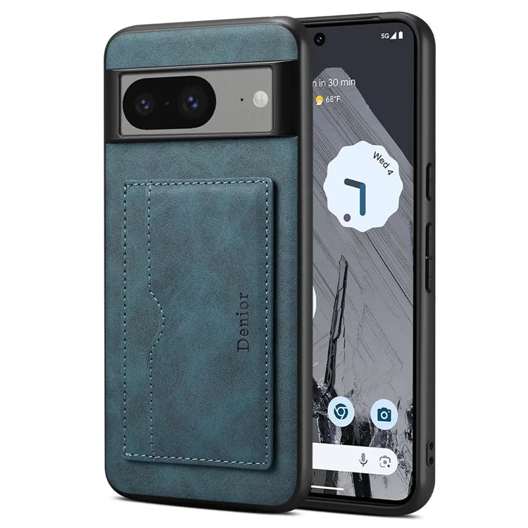 DENIOR For Google Pixel 8 Case Retro Leather+TPU+PC Card Holder Phone Cover