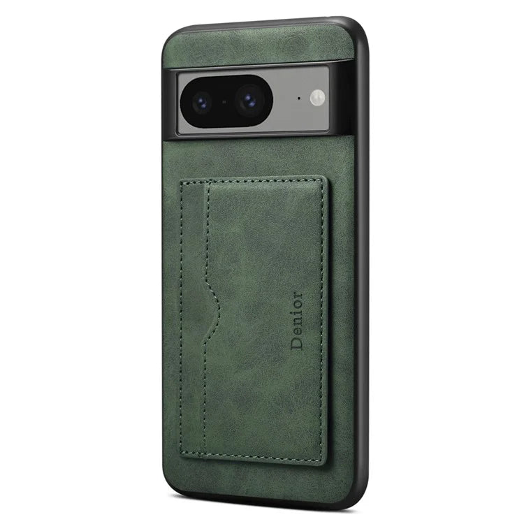 DENIOR For Google Pixel 8 Case Retro Leather+TPU+PC Card Holder Phone Cover