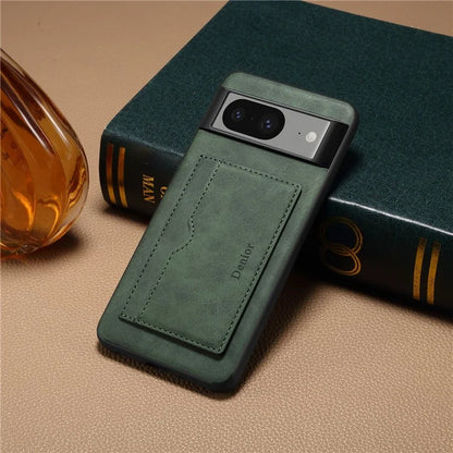 DENIOR For Google Pixel 8 Case Retro Leather+TPU+PC Card Holder Phone Cover