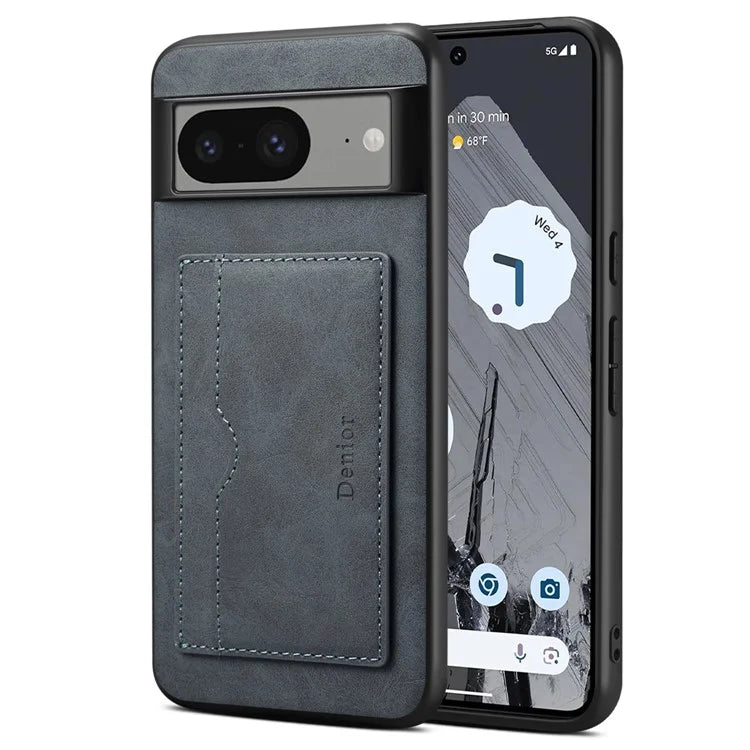 DENIOR For Google Pixel 8 Case Retro Leather+TPU+PC Card Holder Phone Cover