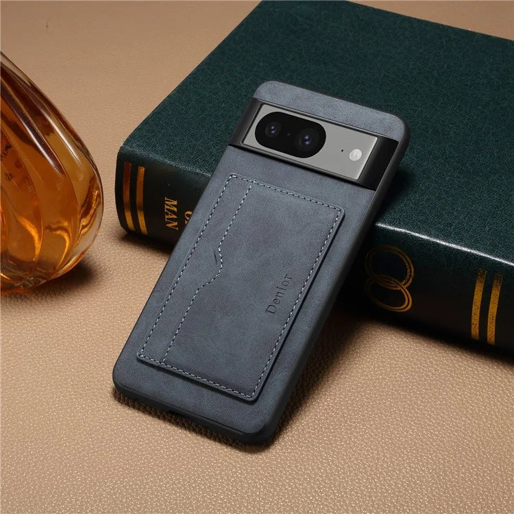 DENIOR For Google Pixel 8 Case Retro Leather+TPU+PC Card Holder Phone Cover