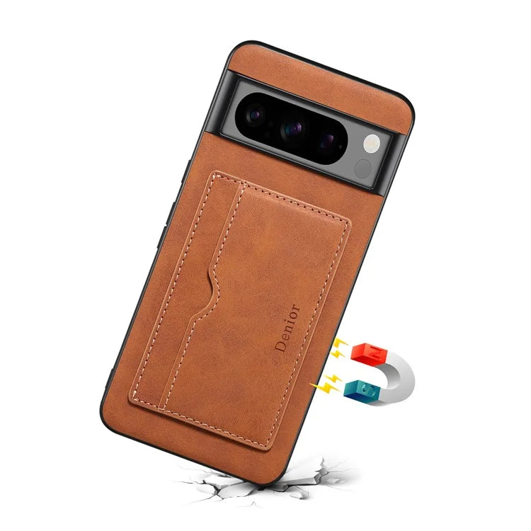 DENIOR For Google Pixel 8 Pro Case Leather+TPU+PC Kickstand Protective Cover