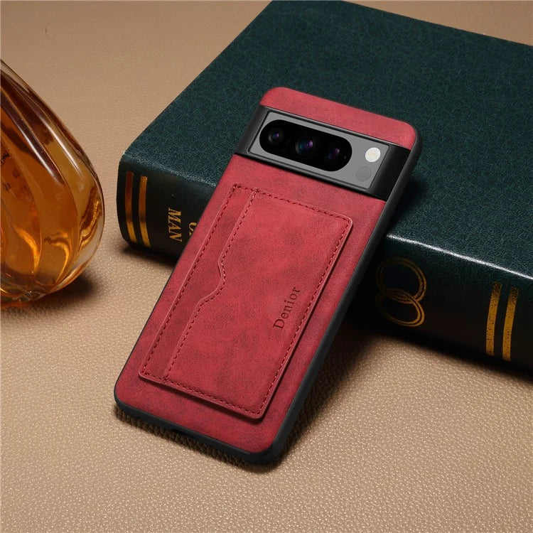 DENIOR For Google Pixel 8 Pro Case Leather+TPU+PC Kickstand Protective Cover
