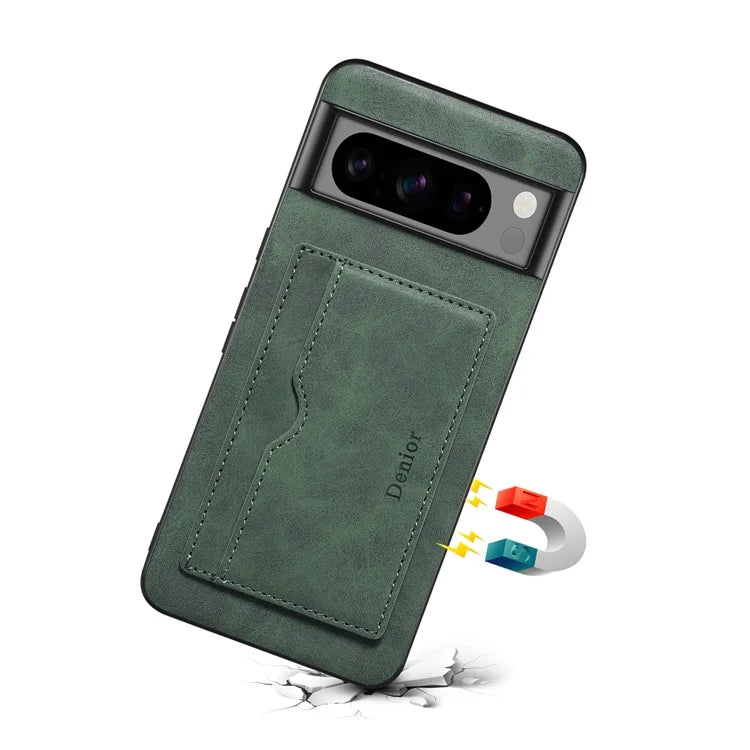 DENIOR For Google Pixel 8 Pro Case Leather+TPU+PC Kickstand Protective Cover