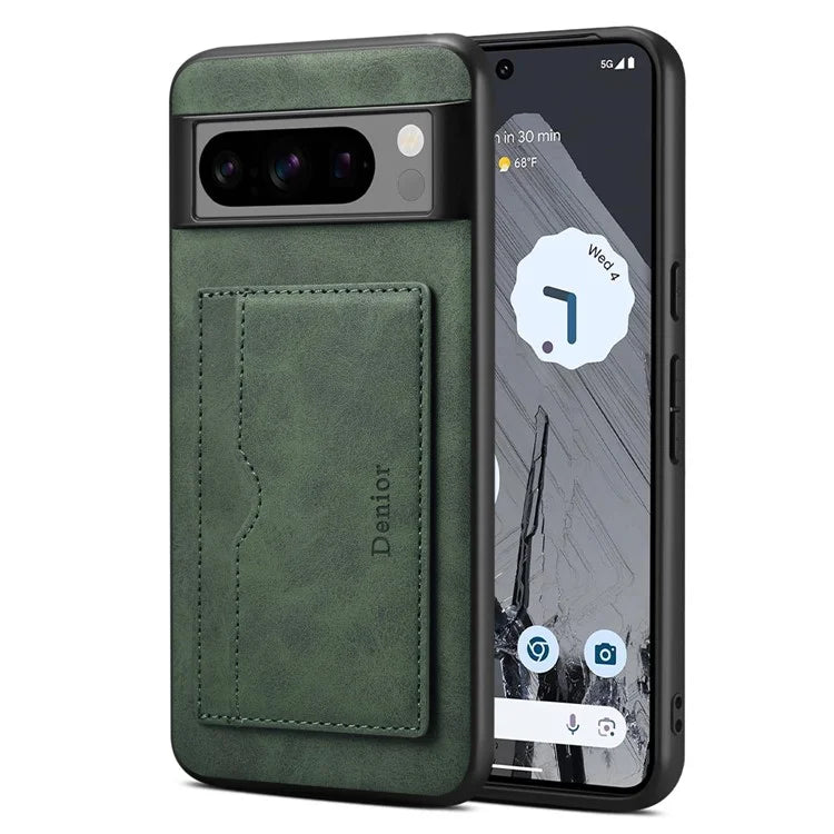 DENIOR For Google Pixel 8 Pro Case Leather+TPU+PC Kickstand Protective Cover
