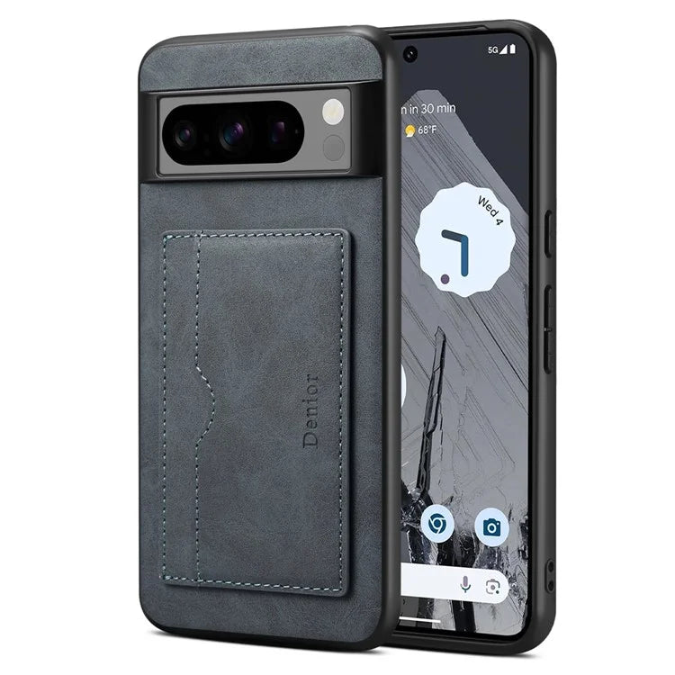 DENIOR For Google Pixel 8 Pro Case Leather+TPU+PC Kickstand Protective Cover
